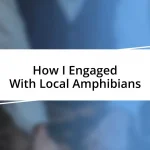 How I Engaged With Local Amphibians