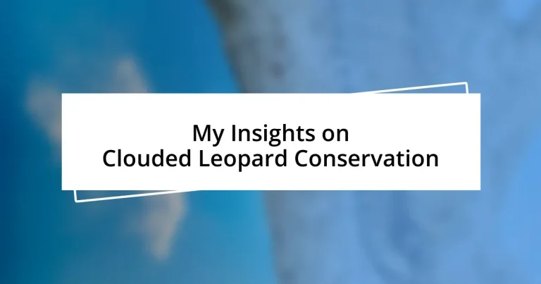 My Insights on Clouded Leopard Conservation