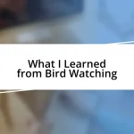 What I Learned from Bird Watching