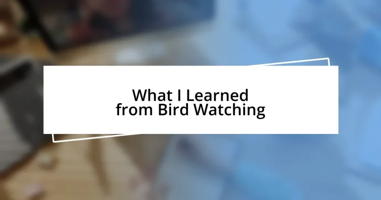 What I Learned from Bird Watching