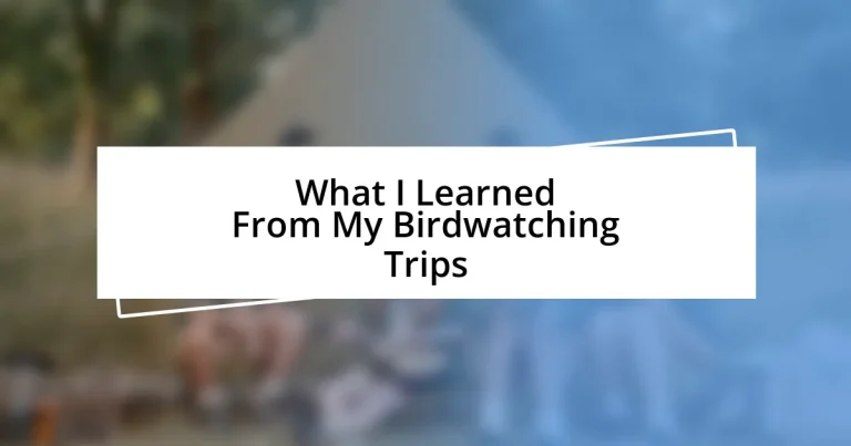 What I Learned From My Birdwatching Trips