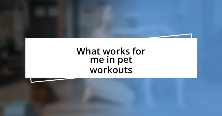 What works for me in pet workouts