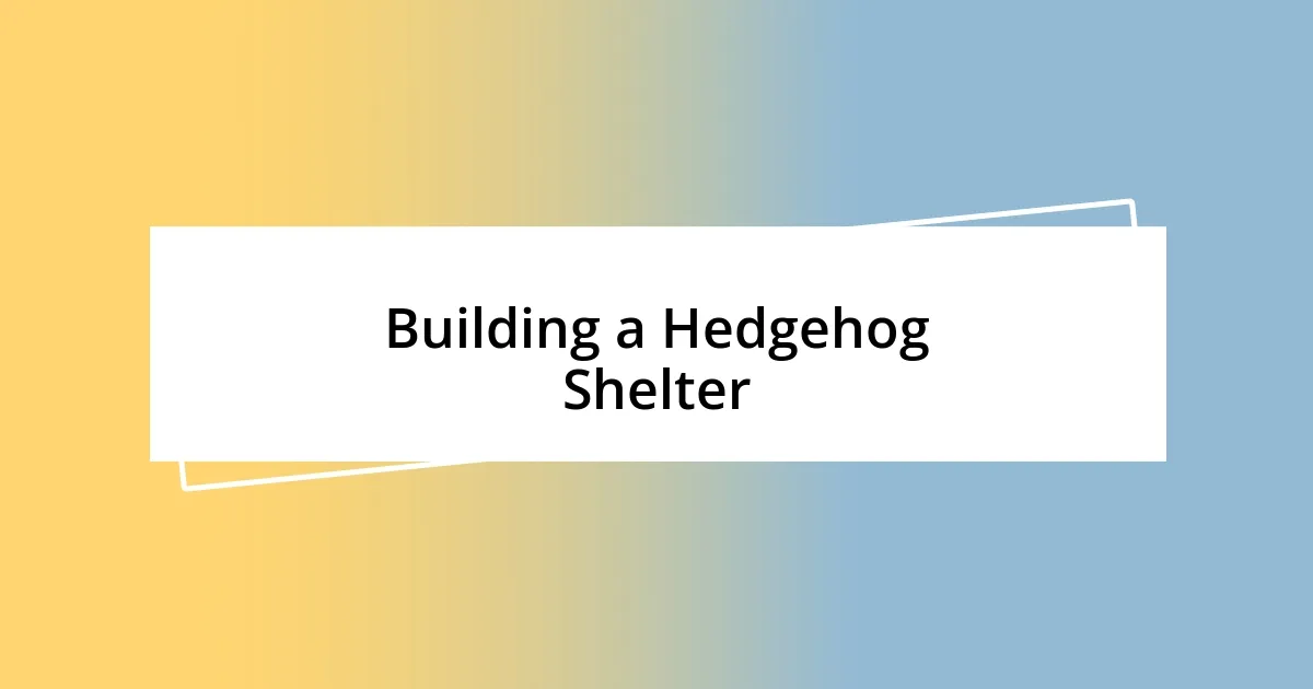 Building a Hedgehog Shelter