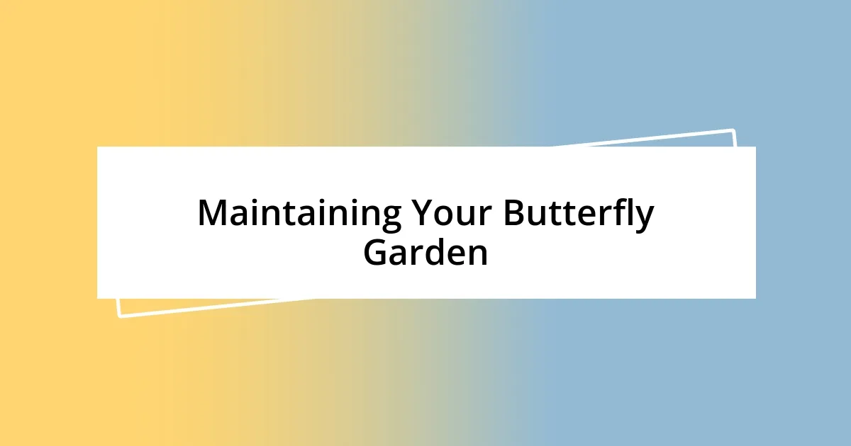 Maintaining Your Butterfly Garden