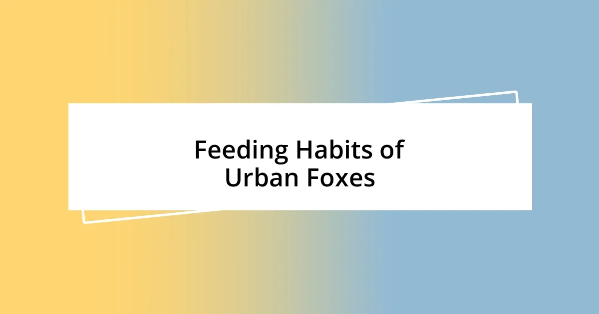 Feeding Habits of Urban Foxes