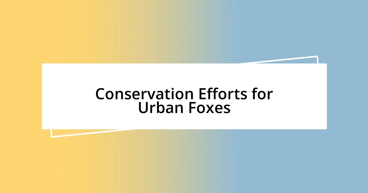 Conservation Efforts for Urban Foxes