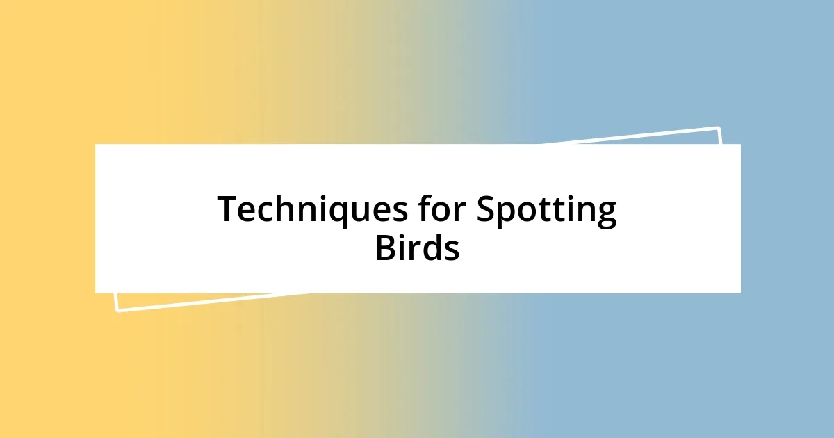 Techniques for Spotting Birds