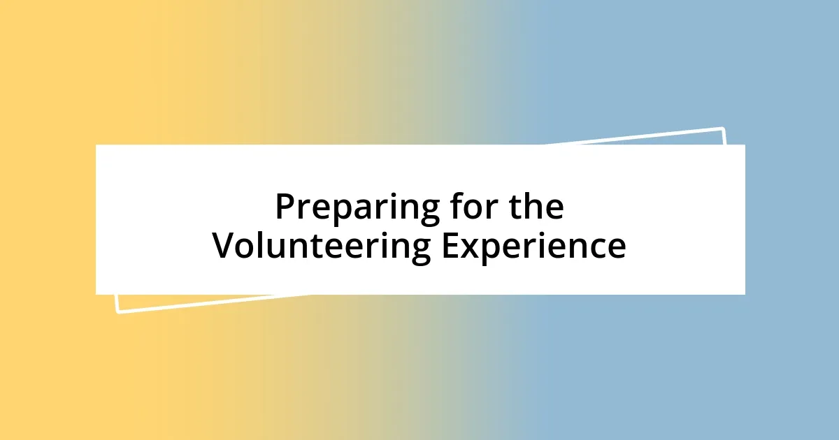 Preparing for the Volunteering Experience