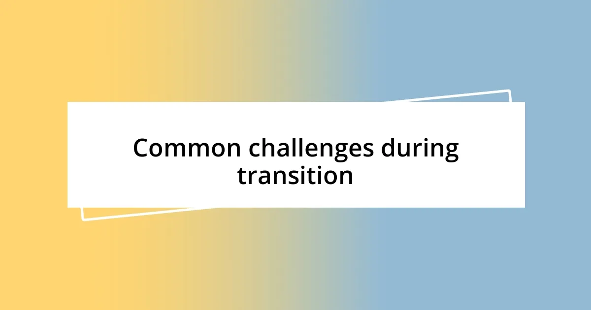 Common challenges during transition