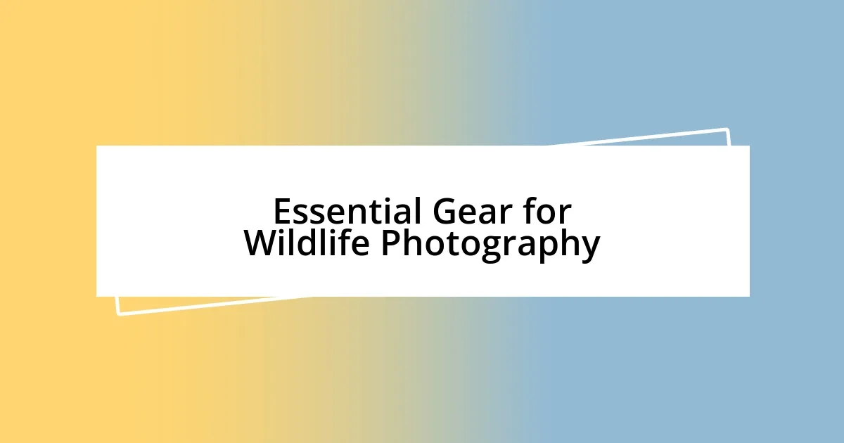 Essential Gear for Wildlife Photography