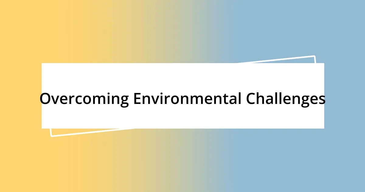 Overcoming Environmental Challenges