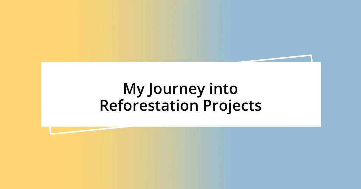 My Journey into Reforestation Projects