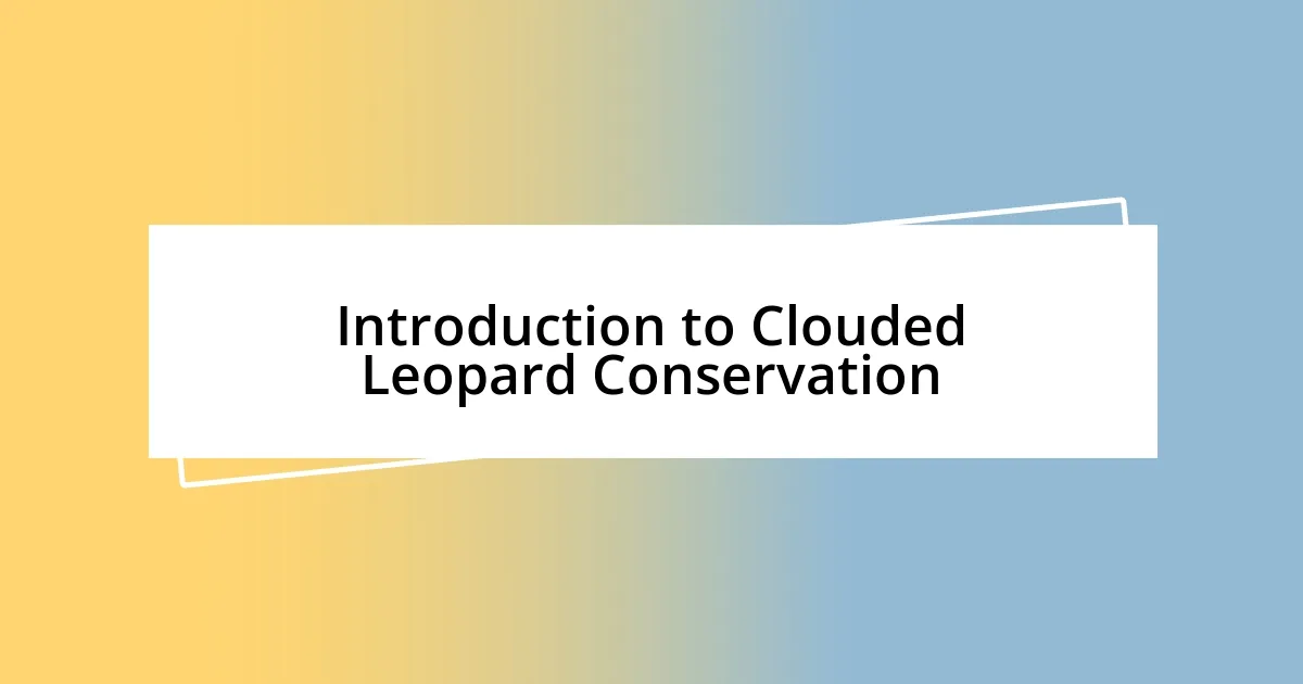 Introduction to Clouded Leopard Conservation