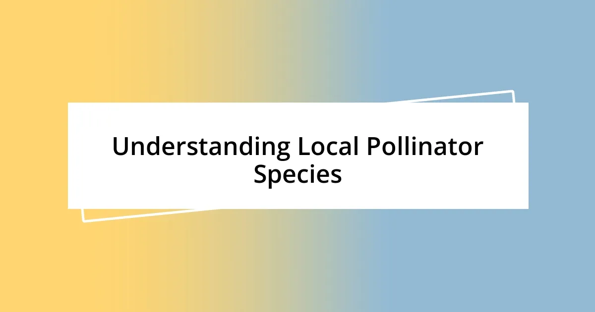 Understanding Local Pollinator Species