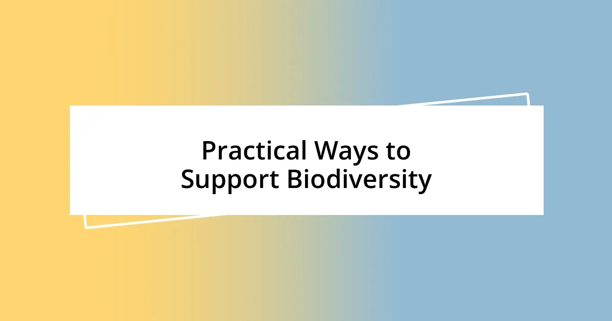 Practical Ways to Support Biodiversity