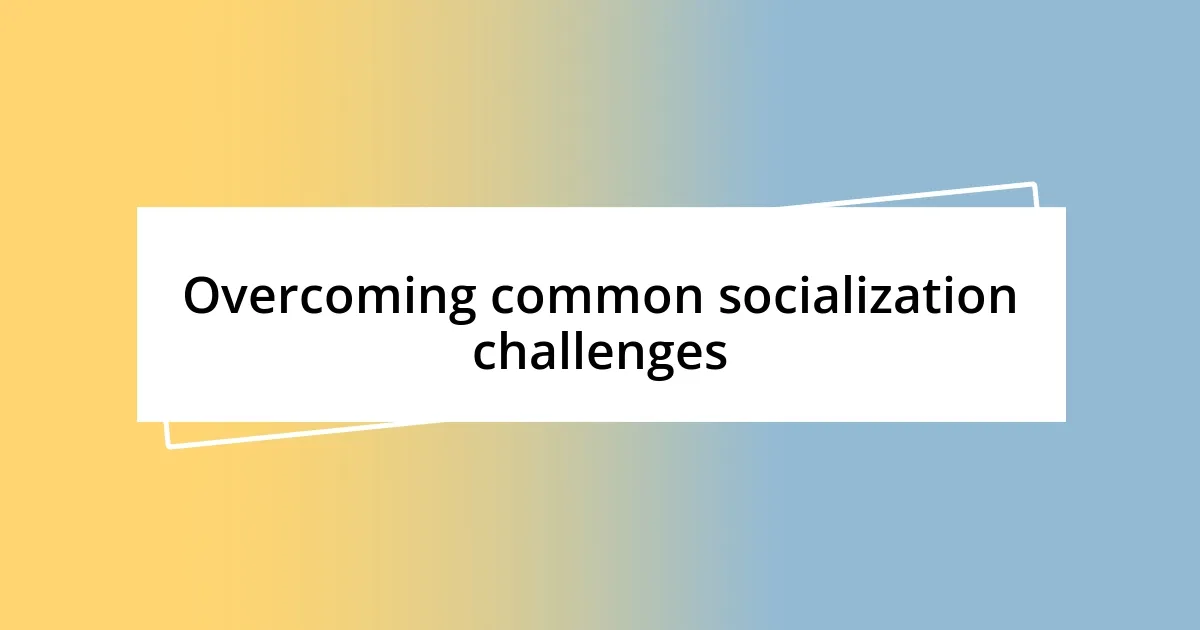 Overcoming common socialization challenges