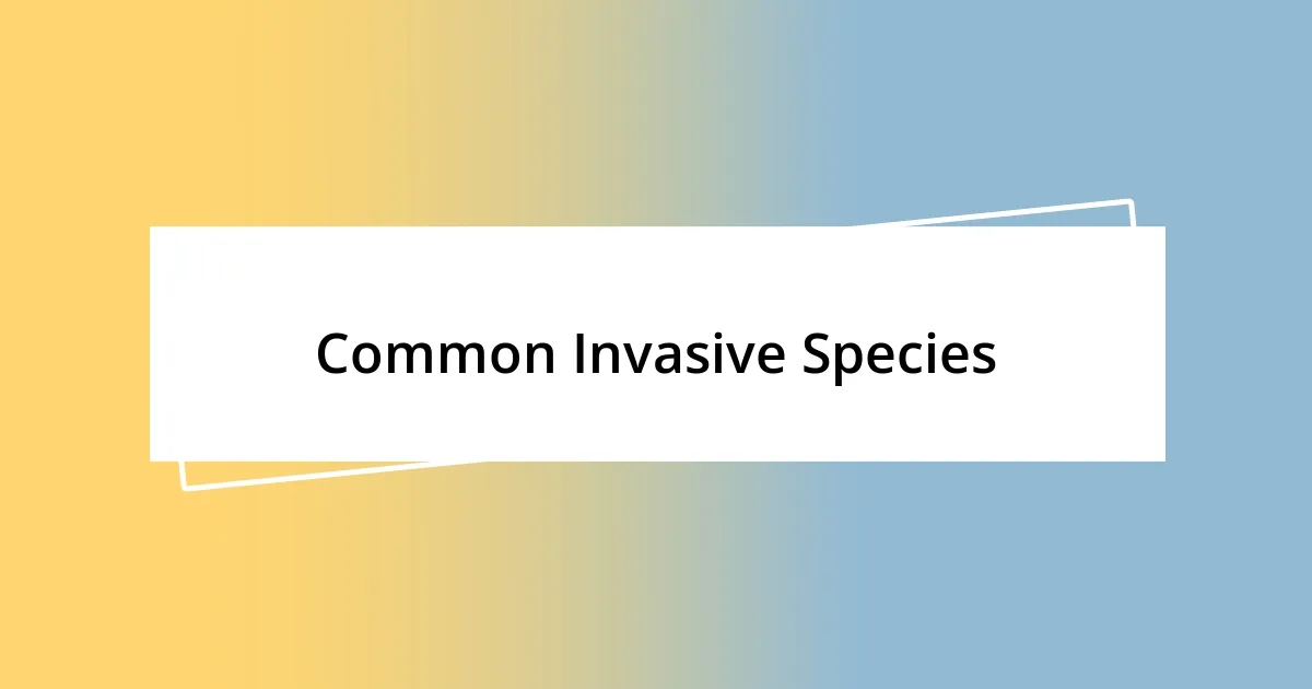 Common Invasive Species